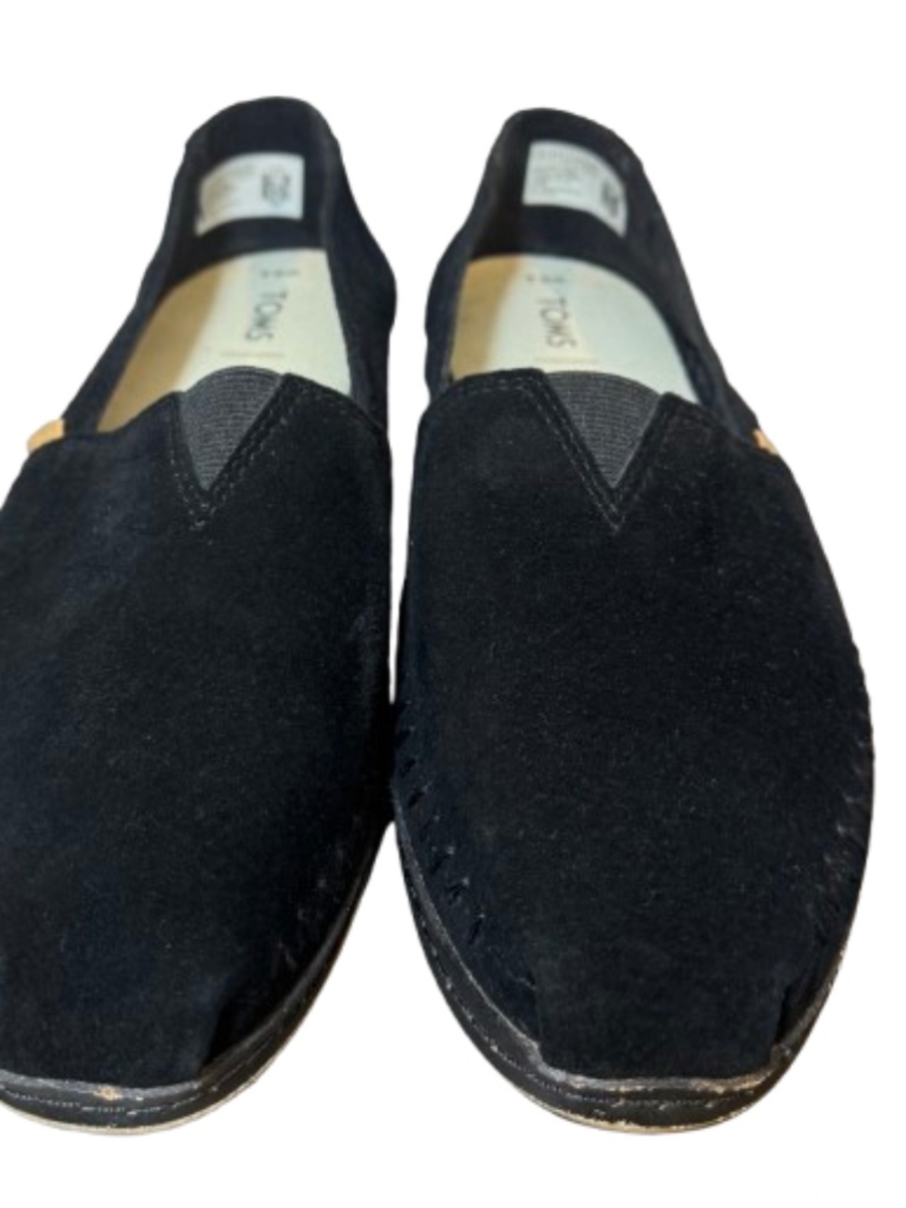 Toms Alpargata Leather Wrap Black Nubuck Suede Slip On Loafer W 9.5